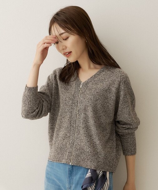 【アンサンブル可/秋羽織り】杢調ジップカーディガン