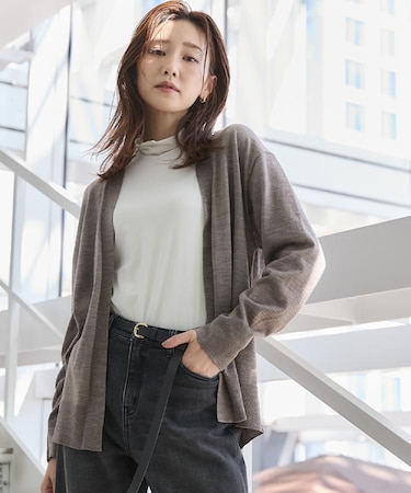 【アンサンブル可/秋羽織り/通勤】シルクウールカシミヤカーディガン