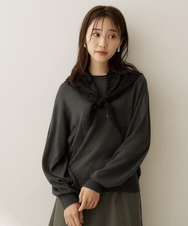 【大人の抜け感/8色展開】ボリュームスリーブニットプルオーバー