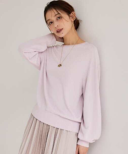 【店頭人気!/品よくゆったり】ボリュームスリーブニットプルオーバー