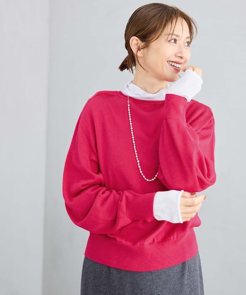 【店頭人気!/品よくゆったり】ボリュームスリーブニットプルオーバー