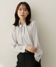 【スーツインナー】サテンデザインブラウス