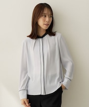 【スーツインナー/仕事着】配色ラインブラウス
