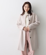 【名品】ウールカシミヤノーカラーコート