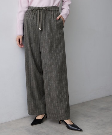 ウール混ドロストワイドパンツ