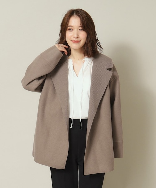 裏リブミディ丈着流しコート