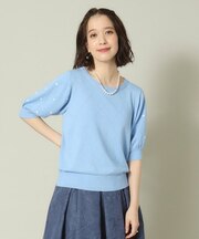 【通勤/手洗い可】ハート刺繍ニット