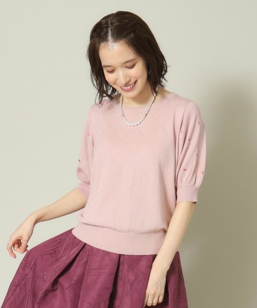 【通勤／手洗い可】ハート刺繍ニット