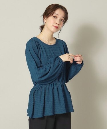 【手洗い可】ふくれジャカードペプラムプルオーバー