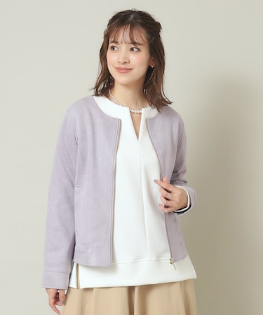 【M・Lサイズ展開/オンオフ着回せる】カットスエードブルゾン