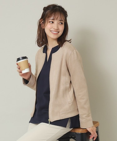 【M・Lサイズ展開/オンオフ着回せる】カットスエードブルゾン