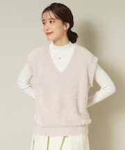 【手洗い可】フェザーヤーンニットジレ