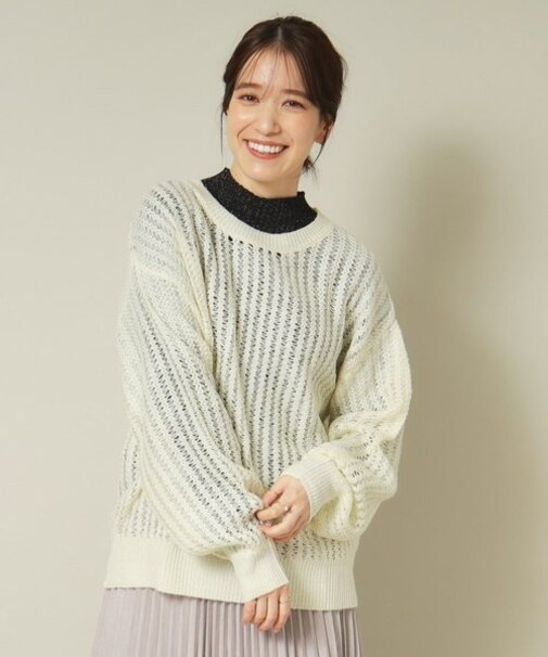 【手洗い可／レイヤードに】ラメシアーニット