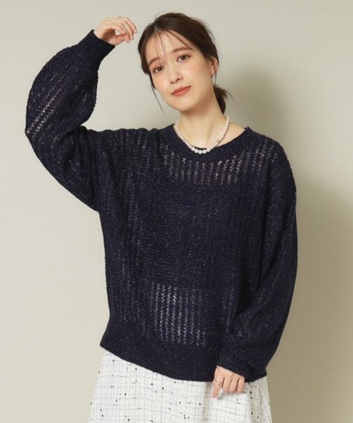 【手洗い可／レイヤードに】ラメシアーニット