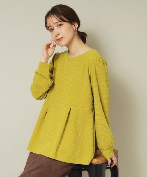 【通勤／手洗い可】ペプラムプルオーバー