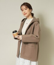 【ジャージー素材／ストレッチ性あり】裏リブミディ丈フードコート