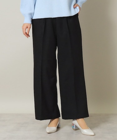 【後ろウエストゴム／マシンウォッシャブル】ツイルタックワイドパンツ