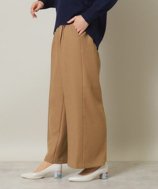 【後ろウエストゴム／マシンウォッシャブル】ツイルタックワイドパンツ