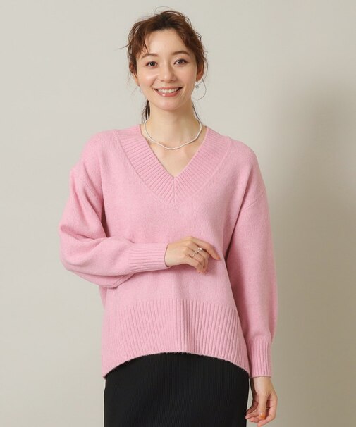 【マシンウォッシャブル】ふわもち深Vニット