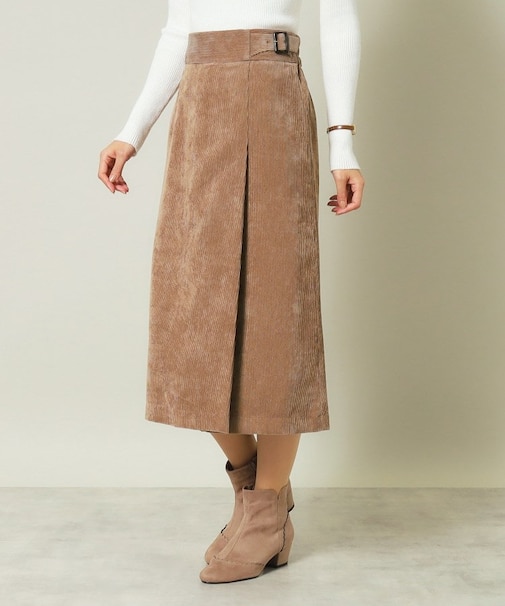 【後ろウエストゴム／手洗い可】コーデュロイスカート