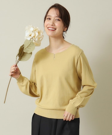 【吸湿発熱／薄手／マシンウォッシャブル】ハートネックニット