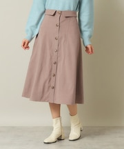 【後ろウエストゴム／手洗い可】フロントボタンスカート