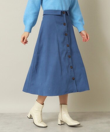 【後ろウエストゴム／手洗い可】フロントボタンスカート