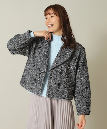 【手洗い可】ツイードショートコート
