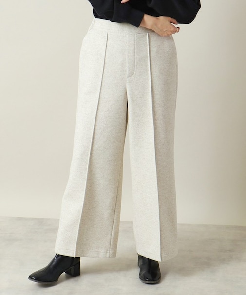 【手洗い可／後ろウエストゴム】カットメルトンワイドパンツ