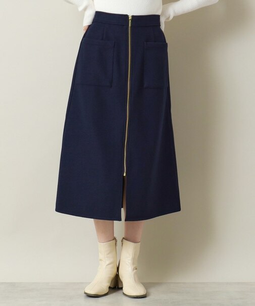 【手洗い可／後ろウエストゴム】カットメルトンスカート