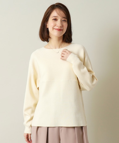 【通勤／手洗い可】リブ切替ニット