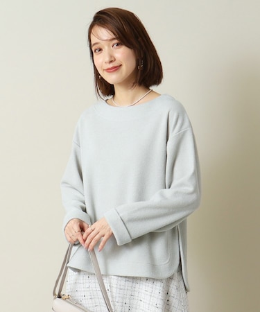 【マシンウォッシャブル】ボートネックプルオーバー