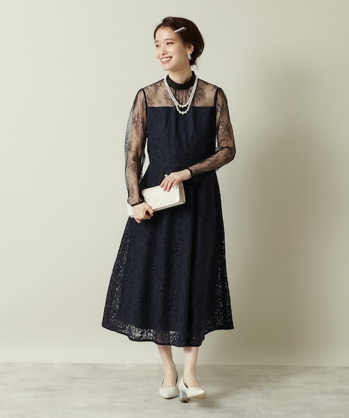 【結婚式・パーティに】レースワンピース<ドレスコレクション>