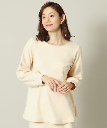 【手洗い可】裏起毛ペプラムプルオーバー