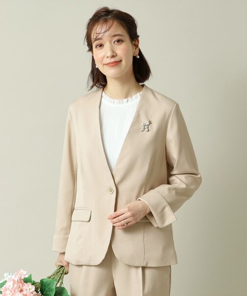 【通勤／手洗い可／吸水速乾】ツイルノーカラージャケット