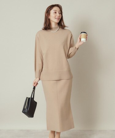 【通勤／手洗い可】ボトルネック×タイトスカートセットアップ