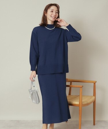 【通勤／手洗い可】ボトルネック×タイトスカートセットアップ