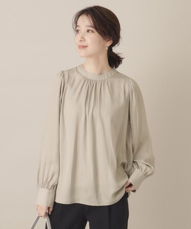 【通勤／手洗い可】サテンブラウス