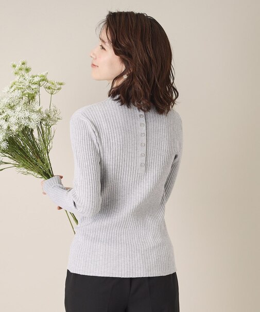 【手洗い可】ラメリブボトルネックニット