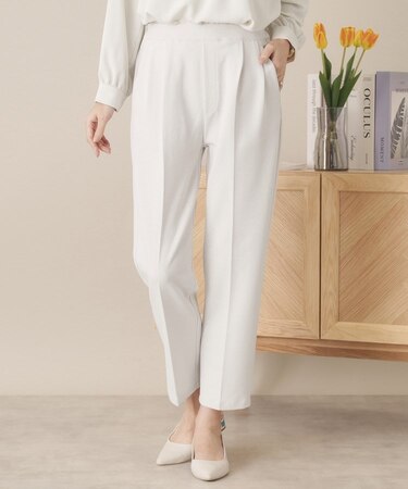 【通勤／手洗い可／ウエストゴム】カットジョーゼットパンツ