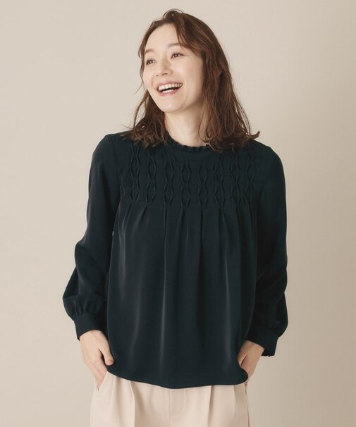 【通勤／手洗い可】タックブラウス