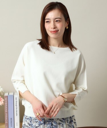 【縮みに強い／洗濯機OK】ボートネック天竺ドルマンニット