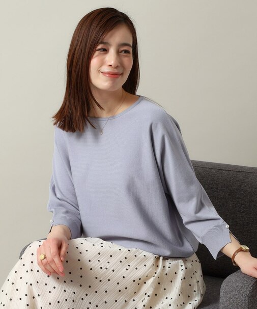 【縮みに強い／洗濯機OK】ボートネック天竺ドルマンニット