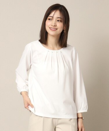 【通勤／手洗い可】カットジョーゼットタックプルオーバー