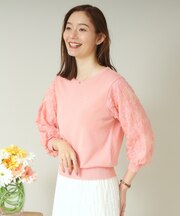 【通勤/手洗い可】袖レースニット