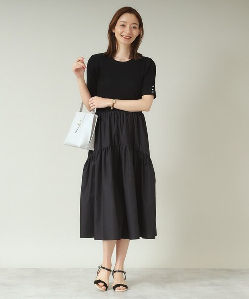 【手洗い可】ニットドッキングワンピース