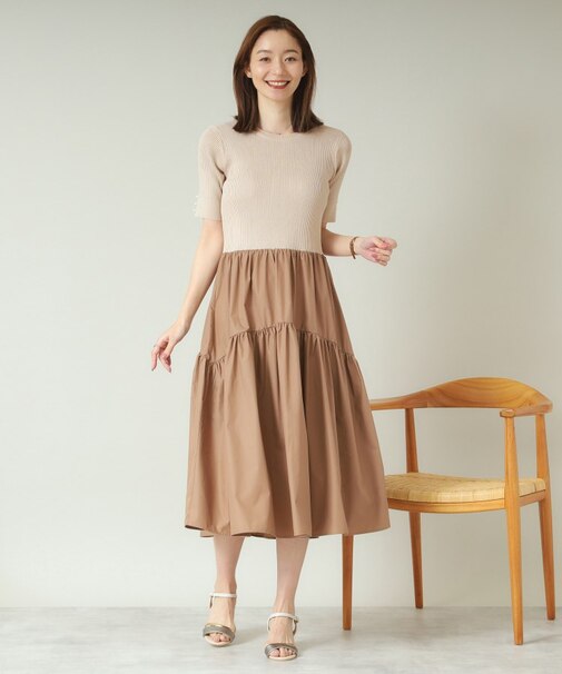 【手洗い可】ニットドッキングワンピース