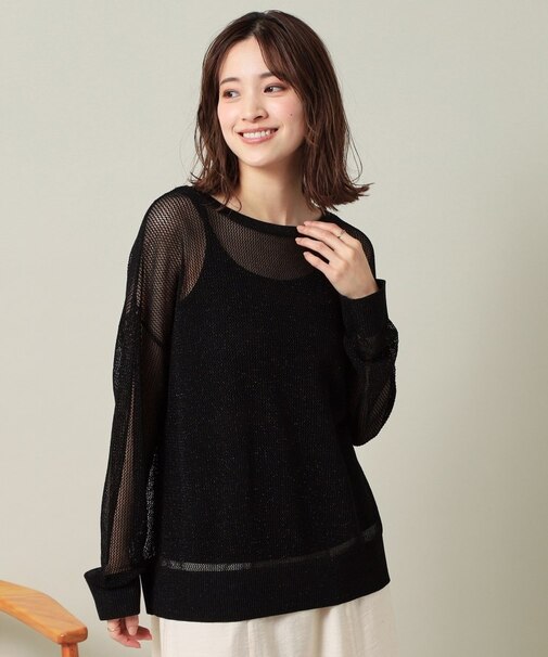 【手洗い可】ラメメッシュニット