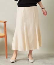 【ウエストゴム／洗濯機OK】リネン混マーメイドスカート