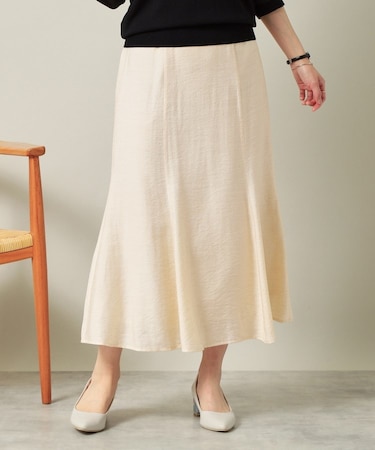 【ウエストゴム／洗濯機OK】リネン混マーメイドスカート